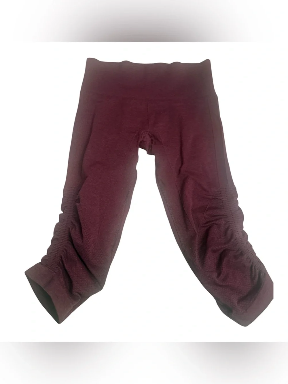 LULULEMON IN THE FLOW CROPPED RIBBED RUCHED 15” SEAMLESS LEGGINGS 6